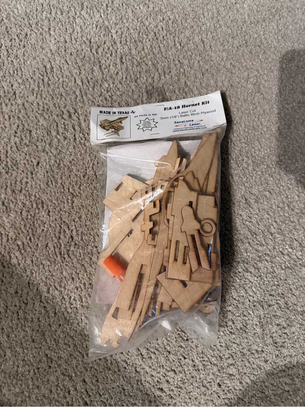 FIA-18 Hornet Wooden Model Kit - Natural Wood